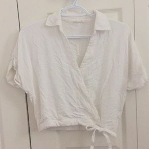 Linen cream wrap crop top